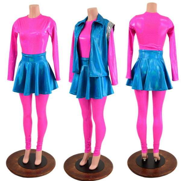 21st Century Girl 4PC Set with Leggings, Top, Skirt and Vest - 2
