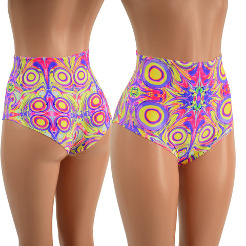 High Waist Siren Shorts in Neon Orb - Coquetry Clothing