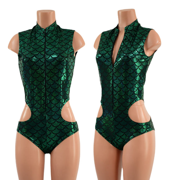 Sleeveless "Stella" Hipnotic Romper in Green Dragon Scale - Coquetry Clothing