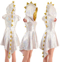 Silver/Pink Dragon Hooded Skater Dress - 1
