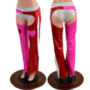 Bootcut Valentine Heart Applique Fringe Chaps (shorts sold separately) - Coquetry Clothing