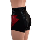Black Metallic High Waist Shorts With Coagulant Hip Bolts - Coquetry Clothing