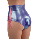 Lavender Ice Laceup Front Siren Shorts with Baby Pink Fringe - Coquetry Clothing