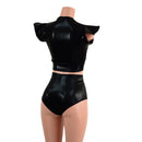 2PC Black Mystique Crop Top and Siren Shorts Set - Coquetry Clothing