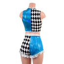 2PC Crop Top and High Waist Siren Shorts with Ruffled Legs - Coquetry Clothing