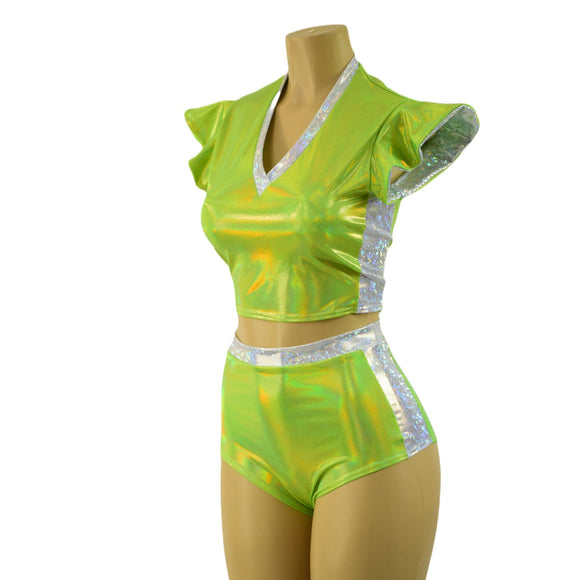 2PC Crop Top and Siren Shorts Set - Coquetry Clothing