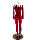 2PC Elf Catsuit and Collar Set in Red Velvet - Coquetry Clothing