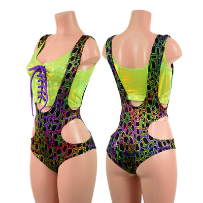 2PC Hipnotic Suspender Romper Set - Coquetry Clothing