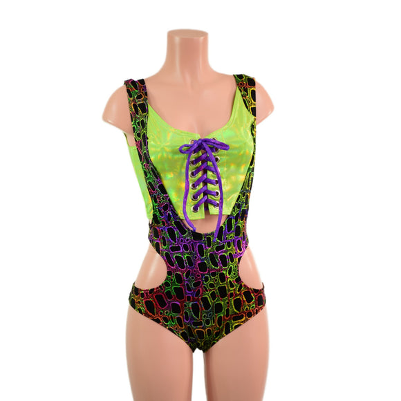 2PC Hipnotic Suspender Romper Set - Coquetry Clothing