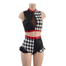 2PC Inset Keyhole Top and Siren Shorts with Ruffled Hips - Coquetry Clothing