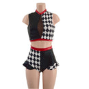 2PC Inset Keyhole Top and Siren Shorts with Ruffled Hips - Coquetry Clothing