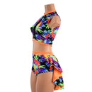 2PC Inset Mesh Keyhole Top and Siren Shorts with Mini Tux Back - Coquetry Clothing