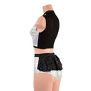 2PC Keyhole Crop Top and Ruffle Rump Siren Shorts Set - Coquetry Clothing