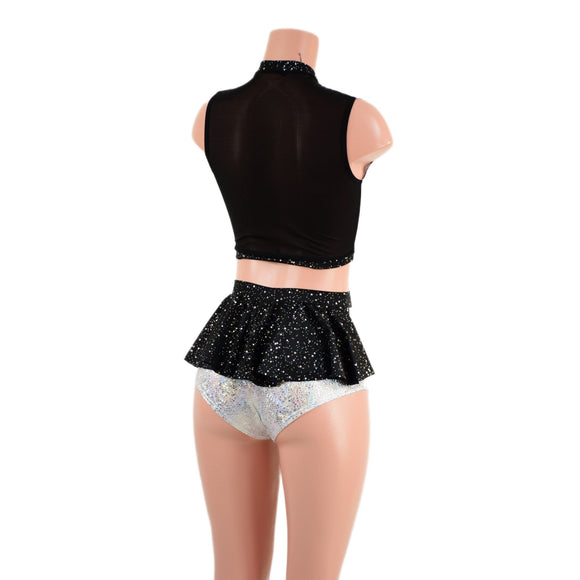 2PC Keyhole Crop Top and Ruffle Rump Siren Shorts Set - Coquetry Clothing