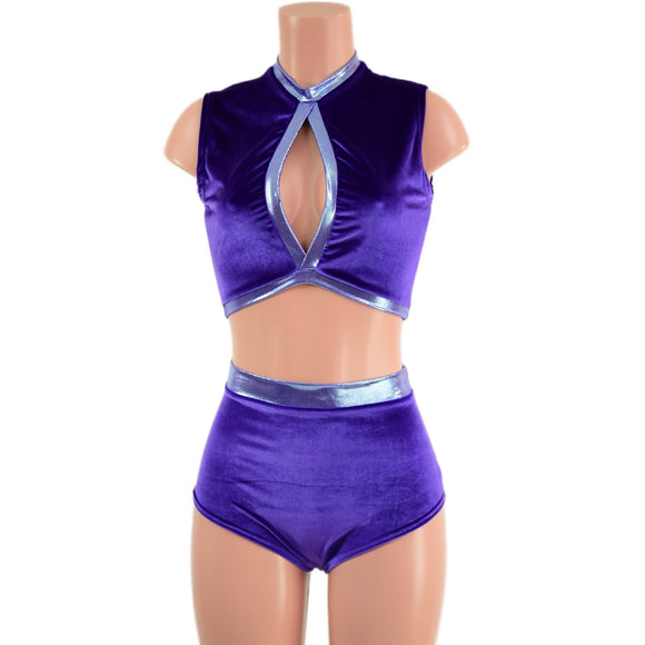 2PC Keyhole Top and Siren Shorts Set - Coquetry Clothing