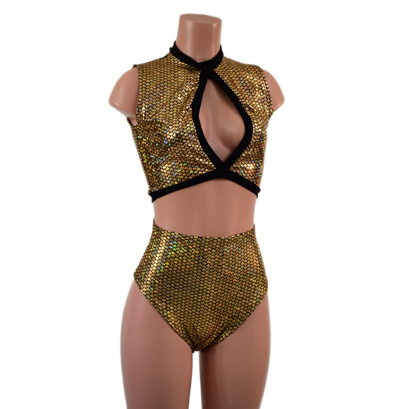 2PC Keyhole Top and Siren Shorts Set - Coquetry Clothing