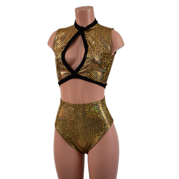2PC Keyhole Top and Siren Shorts Set - Coquetry Clothing