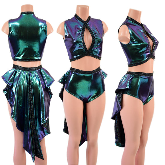 2PC Keyhole Top and Siren Shorts Set - Coquetry Clothing