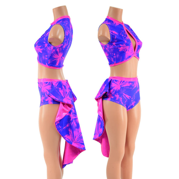 2PC Keyhole Top and Tuxedo Siren Shorts Set - Coquetry Clothing