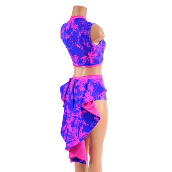 2PC Keyhole Top and Tuxedo Siren Shorts Set - Coquetry Clothing
