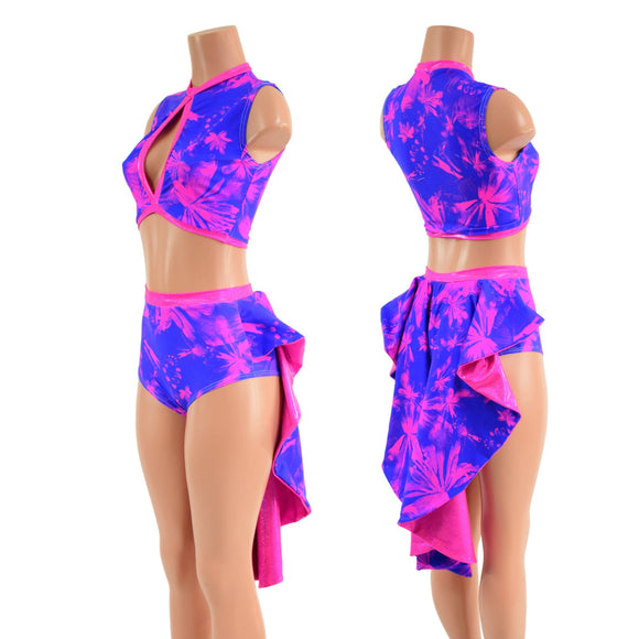 2PC Keyhole Top and Tuxedo Siren Shorts Set - Coquetry Clothing
