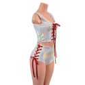 2PC Lace Up Crop Tank and Siren Shorts Set - 4