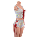 2PC Lace Up Crop Tank and Siren Shorts Set - Coquetry Clothing