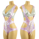 2PC Lace Up Hipnotic Suspender Shorts Romper & Starlette Bralette Set - Coquetry Clothing