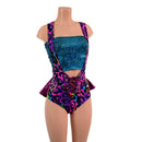 2PC Lace Up Suspender Romper with Ruffle Rump & Tube Top Set - Coquetry Clothing