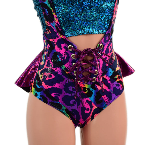 2PC Lace Up Suspender Romper with Ruffle Rump & Tube Top Set - Coquetry Clothing