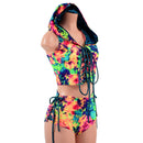 2PC Lace Up Top and Siren Shorts Set - Coquetry Clothing