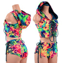 2PC Lace Up Top and Siren Shorts Set - Coquetry Clothing