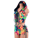 2PC Lace Up Top and Siren Shorts Set - Coquetry Clothing