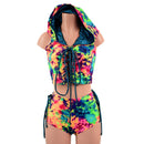 2PC Lace Up Top and Siren Shorts Set - Coquetry Clothing