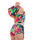 2PC Lace Up Top and Siren Shorts Set - Coquetry Clothing