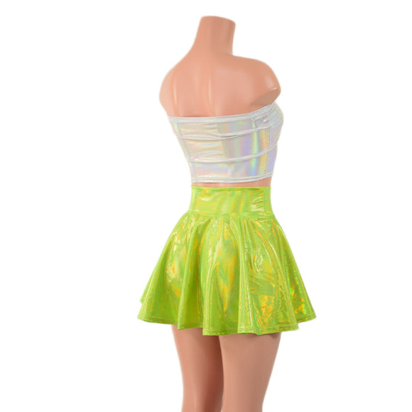 2PC Lace Up Tube Top and 15" Circle Cut Skirt Set - Coquetry Clothing
