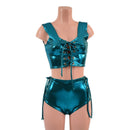 2PC Laceup Mini Crop Tank and Laceup High Waist Siren Shorts Set - Coquetry Clothing