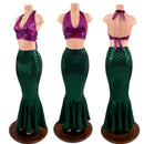 2PC Mermaid Skirt & Fuchsia Halter Set - Coquetry Clothing