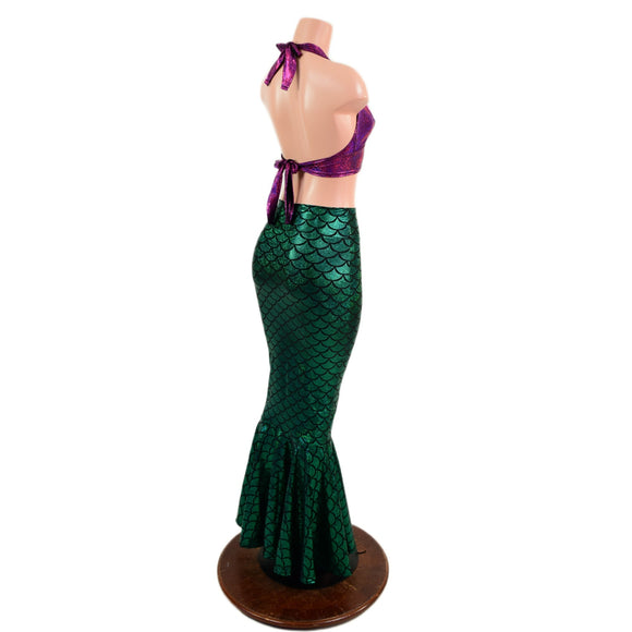 2PC Mermaid Skirt & Fuchsia Halter Set - Coquetry Clothing
