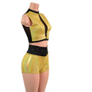 2PC Mesh Back Keyhole Crop Top and High Waist Shorts Set - Coquetry Clothing