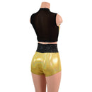 2PC Mesh Back Keyhole Crop Top and High Waist Shorts Set - Coquetry Clothing
