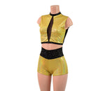 2PC Mesh Back Keyhole Crop Top and High Waist Shorts Set - Coquetry Clothing