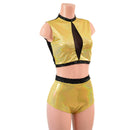 2PC Mesh Back Keyhole Crop Top and Siren Shorts Set - Coquetry Clothing