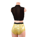 2PC Mesh Back Keyhole Crop Top and Siren Shorts Set - Coquetry Clothing