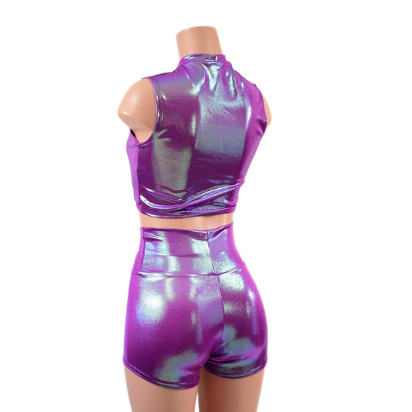 2PC Plumeria Keyhole Top & Shorts Set - Coquetry Clothing
