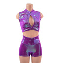 2PC Plumeria Keyhole Top & Shorts Set - Coquetry Clothing