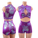 2PC Plumeria Keyhole Top & Shorts Set - Coquetry Clothing