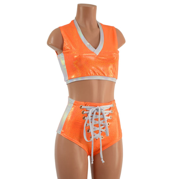2PC Side Panel Top and Lace Up Set - Coquetry Clothing
