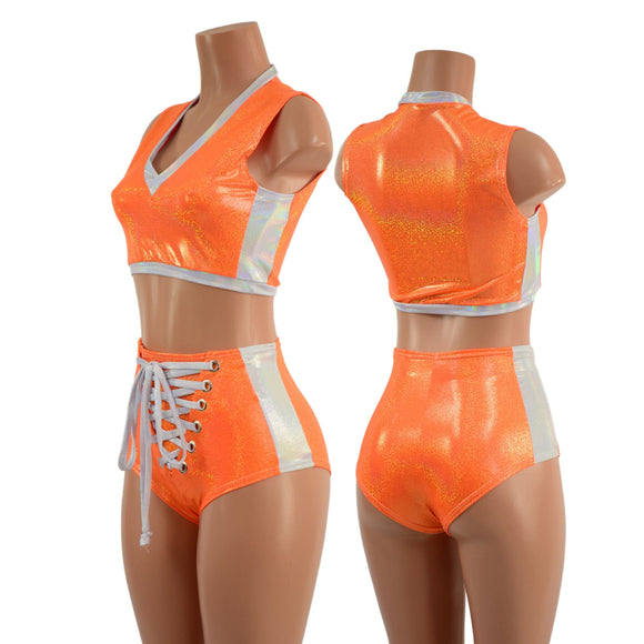 2PC Side Panel Top and Lace Up Set - Coquetry Clothing
