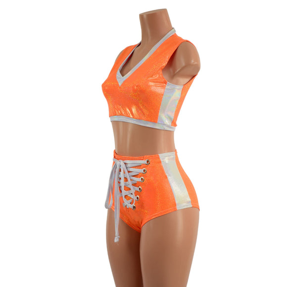 2PC Side Panel Top and Lace Up Set - Coquetry Clothing